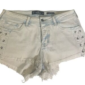 Hollister Women's Size 31w Shorts Low-Rise Distressed Light Blue Denim Festival